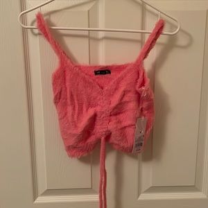 Wildfable fuzzy pink crop top